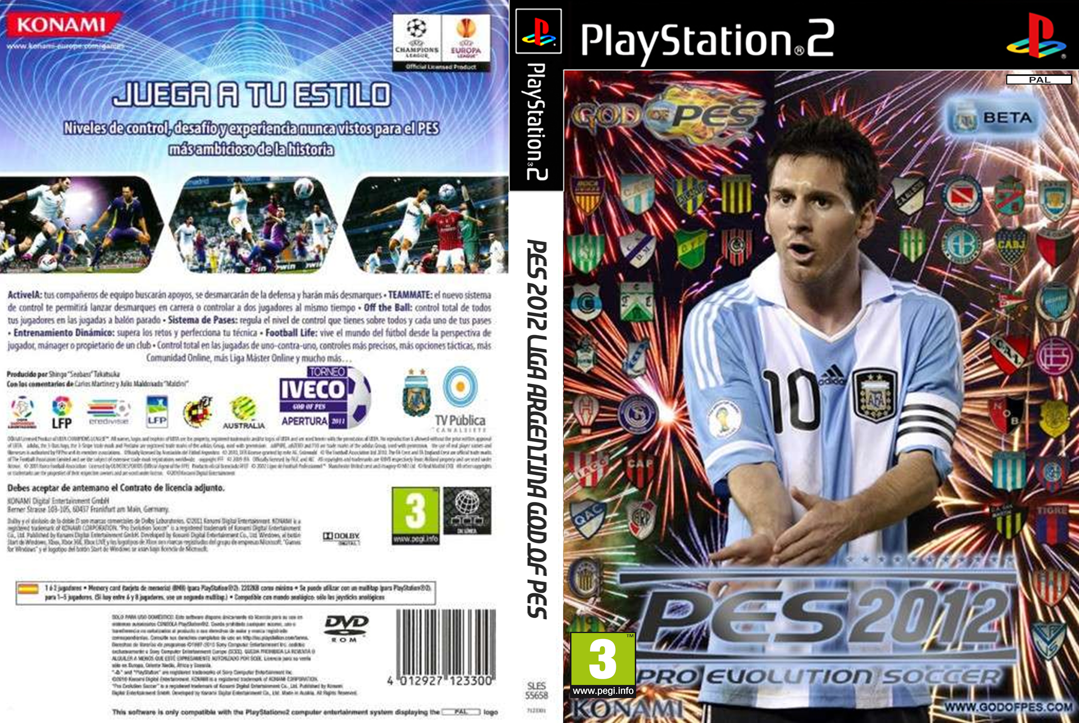 Meu PS2 Nostalgia: PES 2012 Liga Argentina God of PES DVD ISO PS2